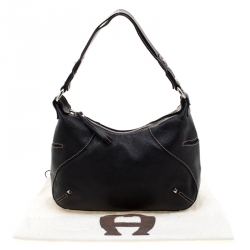Pre Owned Aigner Black Leather Satchel