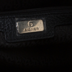 Pre Owned Aigner Black Leather Satchel
