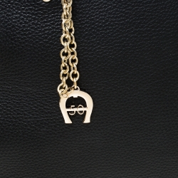 Pre Owned Aigner Black Leather Satchel