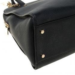 Pre Owned Aigner Black Leather Satchel