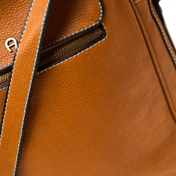 Pre Owned Aigner Tan Leather Crossbody Bag