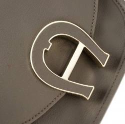 Pre Owned Aigner Grey Leather Mini Pina Crossbody Bag