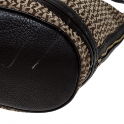 Pre Owned Aigner Brown/Beige Signature Canvas and Leather Hobo
