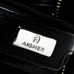 Pre Owned Aigner Black Leather Hobo