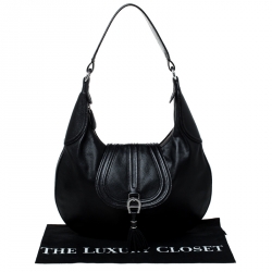 Pre Owned Aigner Black Leather Hobo