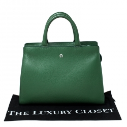 Pre Owned Aigner Green Leather Tote