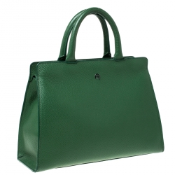 Pre Owned Aigner Green Leather Tote