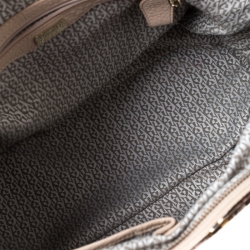 Pre Owned Aigner Beige Floral Print PVC and Leather Satchel