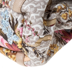 Pre Owned Aigner Beige Floral Print PVC and Leather Satchel