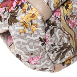 Pre Owned Aigner Beige Floral Print PVC and Leather Satchel
