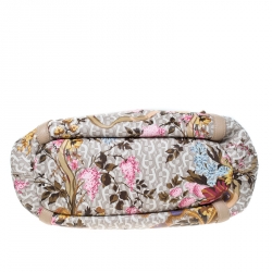 Pre Owned Aigner Beige Floral Print PVC and Leather Satchel