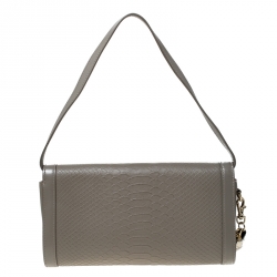 Pre Owned Aigner Grey Pyhton Embossed Leather Cavallina Shoulder Bag