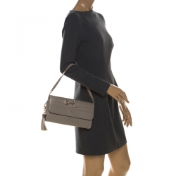 Pre Owned Aigner Grey Pyhton Embossed Leather Cavallina Shoulder Bag