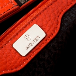 Pre Owned Aigner Multicolor Coated Canvas and Leather Satchel