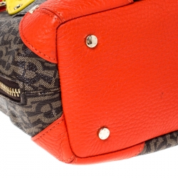 Pre Owned Aigner Multicolor Coated Canvas and Leather Satchel