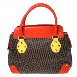 Pre Owned Aigner Multicolor Coated Canvas and Leather Satchel