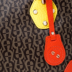 Pre Owned Aigner Multicolor Coated Canvas and Leather Satchel