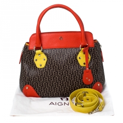 Pre Owned Aigner Multicolor Coated Canvas and Leather Satchel
