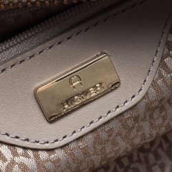 مملوكة مسبقًا Aigner Light Grey Leather Turnlock Shoulder Bag