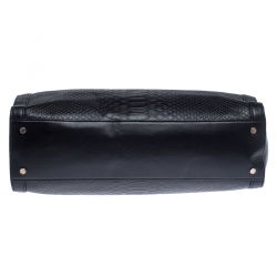 Aigner Black Python Embossed Leather Cavallina Tote