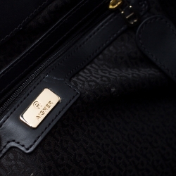 Aigner Black Python Embossed Leather Cavallina Tote