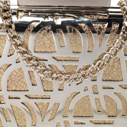 Pre Owned Aigner Gold Metal Tesora Clutch On Chain