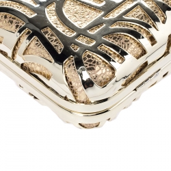 Pre Owned Aigner Gold Metal Tesora Clutch On Chain