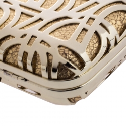 Pre Owned Aigner Gold Metal Tesora Clutch On Chain