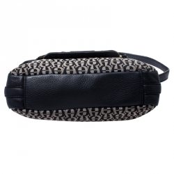 Pre Owned Aigner Black Canvas and Leather Flap Shoulder Bag