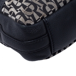 Pre Owned Aigner Black Canvas and Leather Flap Shoulder Bag