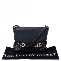 Pre Owned Aigner Black Canvas and Leather Flap Shoulder Bag