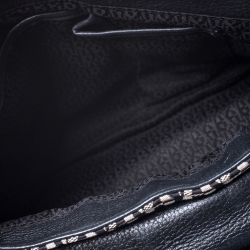 Pre Owned Aigner Black Canvas and Leather Flap Shoulder Bag