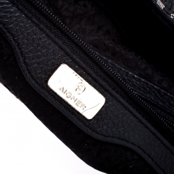 Pre Owned Aigner Black Canvas and Leather Flap Shoulder Bag