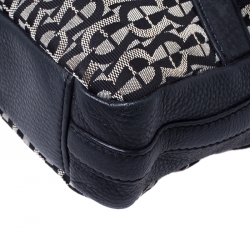 Pre Owned Aigner Black Canvas and Leather Flap Shoulder Bag