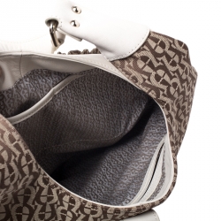 Pre Owned Aigner Beige/Cream Monogram Canvas and Leather Hobo