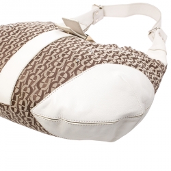 Pre Owned Aigner Beige/Cream Monogram Canvas and Leather Hobo