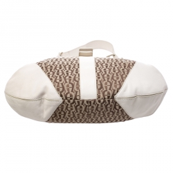 Pre Owned Aigner Beige/Cream Monogram Canvas and Leather Hobo