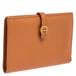 مملوكة مسبقًا Aigner Orange Leather Compact Wallet