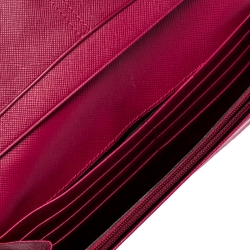 Pre Owned Aigner Magenta Leather Flap Continental Wallet