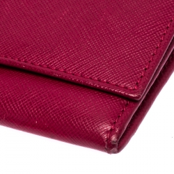 Pre Owned Aigner Magenta Leather Flap Continental Wallet