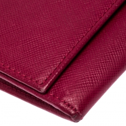 Pre Owned Aigner Magenta Leather Flap Continental Wallet