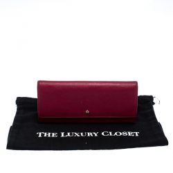 Pre Owned Aigner Magenta Leather Flap Continental Wallet