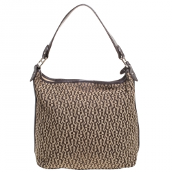Pre Owned Aigner Brown Signature Canvas Hobo