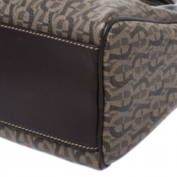 Aigner Dark Brown Zoe Coated Canvas Mini Boston Bag
