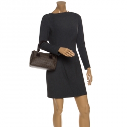 Aigner Dark Brown Zoe Coated Canvas Mini Boston Bag