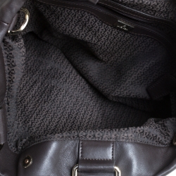 Pre Owned Aigner Choco Brown Leather Front Pocket Hobo