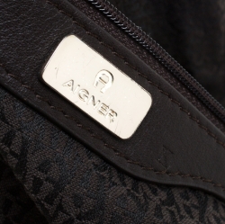 Pre Owned Aigner Choco Brown Leather Front Pocket Hobo