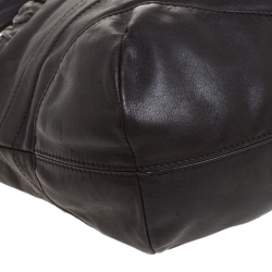 Pre Owned Aigner Choco Brown Leather Front Pocket Hobo