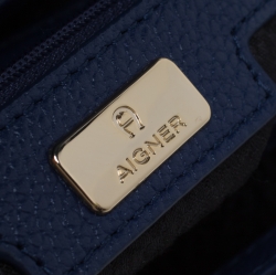 Pre Owned Aigner Blue Embossed Leather Genoveva M Top Handle Bag 