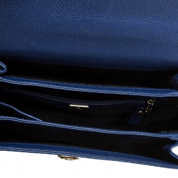 Pre Owned Aigner Blue Embossed Leather Genoveva M Top Handle Bag 